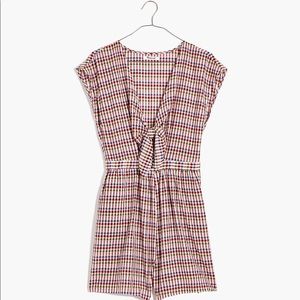 Madewell Gingham Tie-Front Cutout Romper - size 4